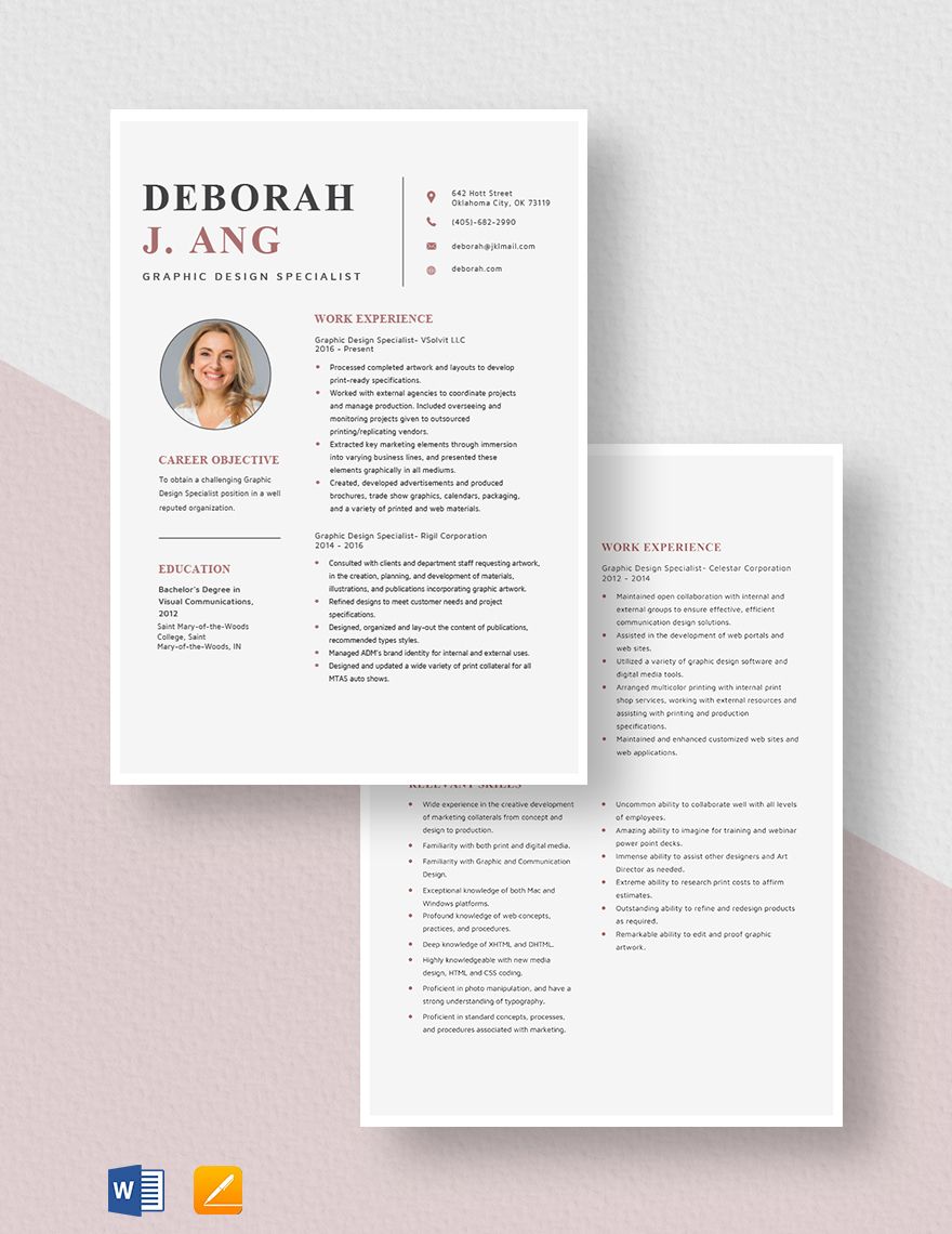 Graphic Design Specialist Resume