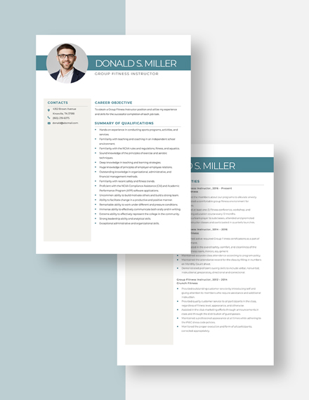 Group Fitness Instructor Resume Download