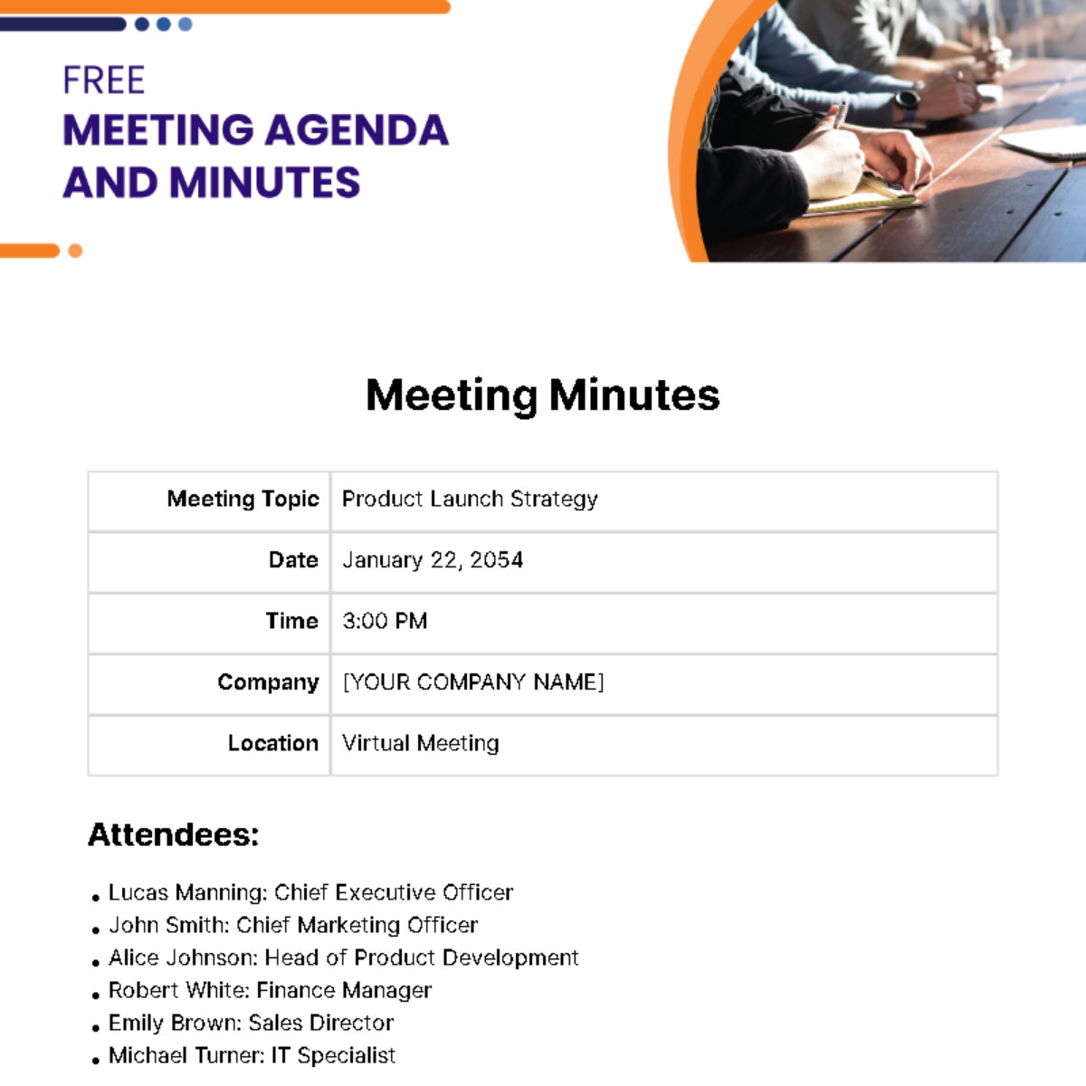 Meeting Agenda And Minutes  Template
