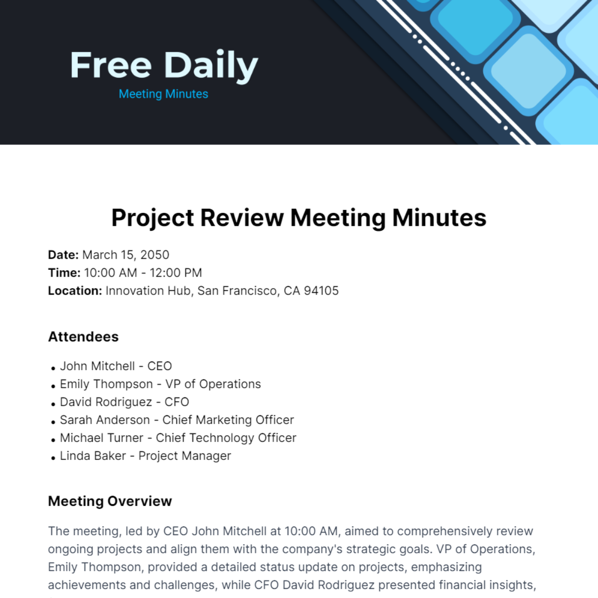 Daily Meeting Minutes Template
