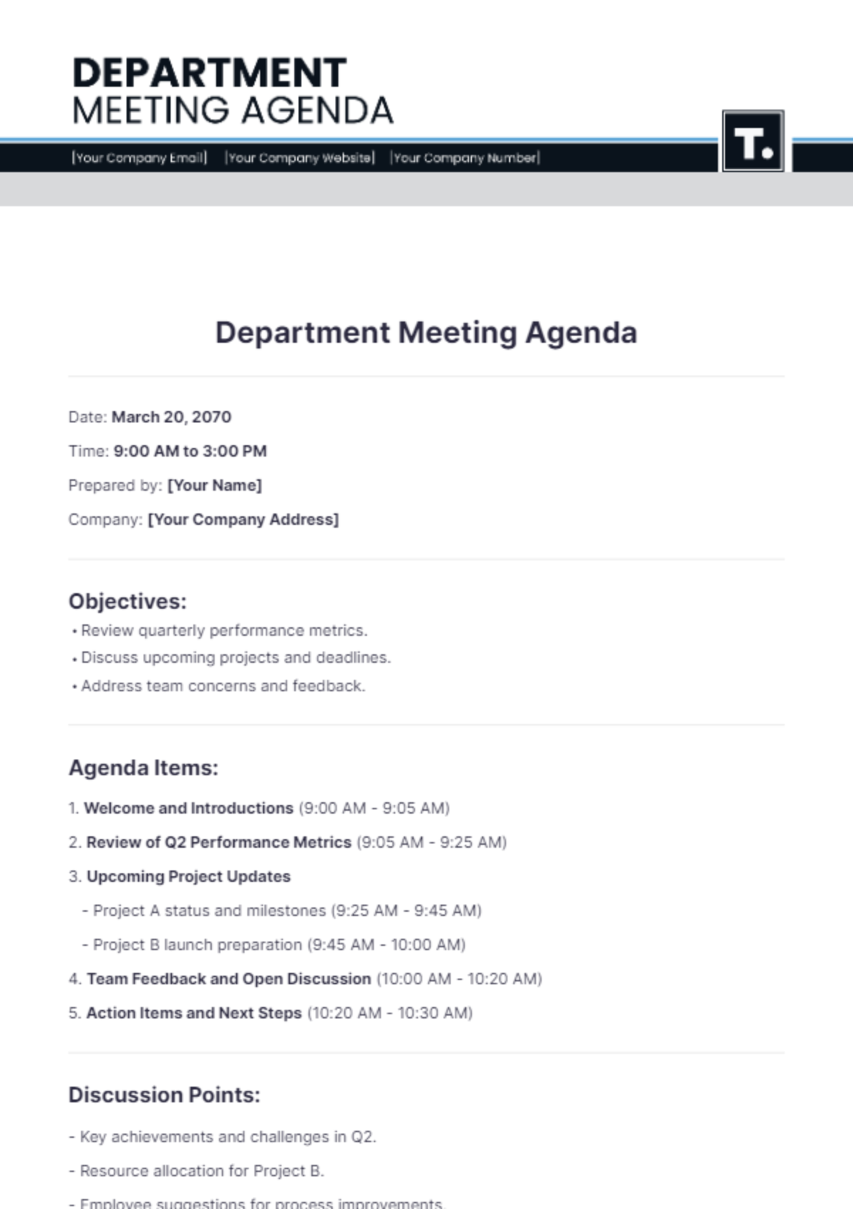 Department Meeting Agenda Template - Edit Online & Download