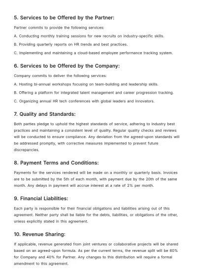 Free HR Partnerships and Affiliations Agreement Template to Edit Online