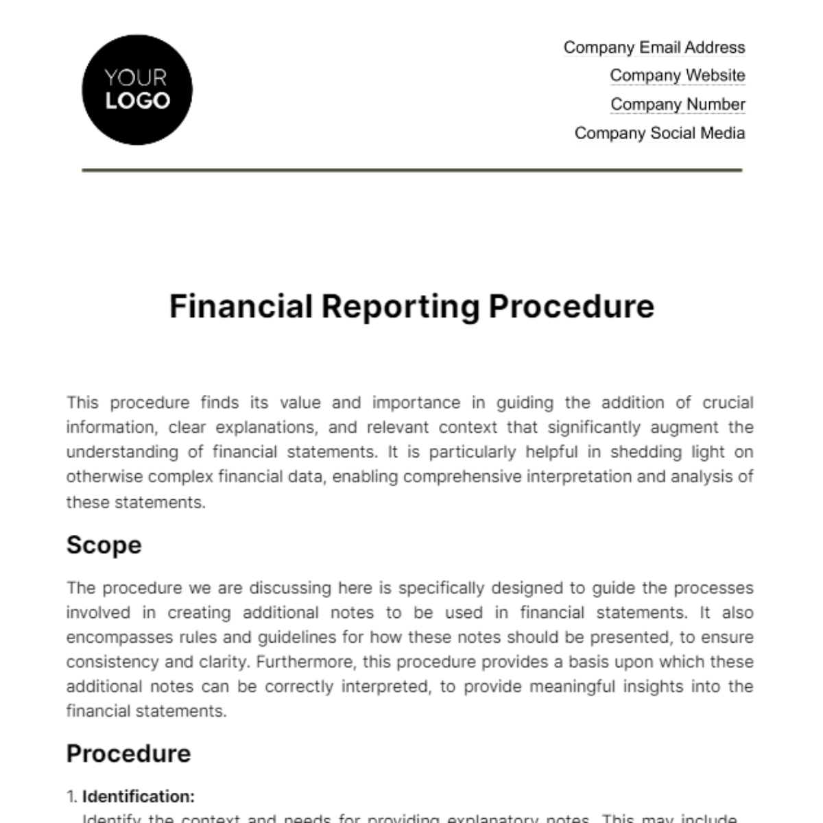 Free Financial Reporting Procedure Template