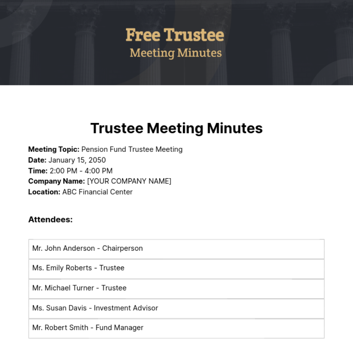 Trustee Meeting Minutes  Template