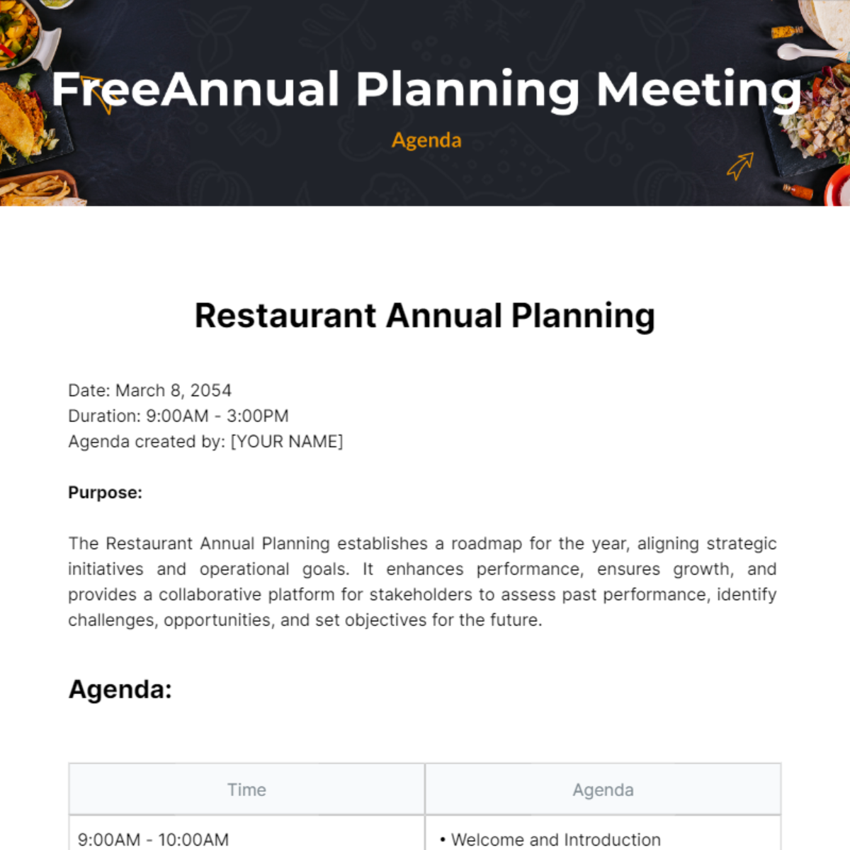 Annual Planning Meeting Agenda  Template