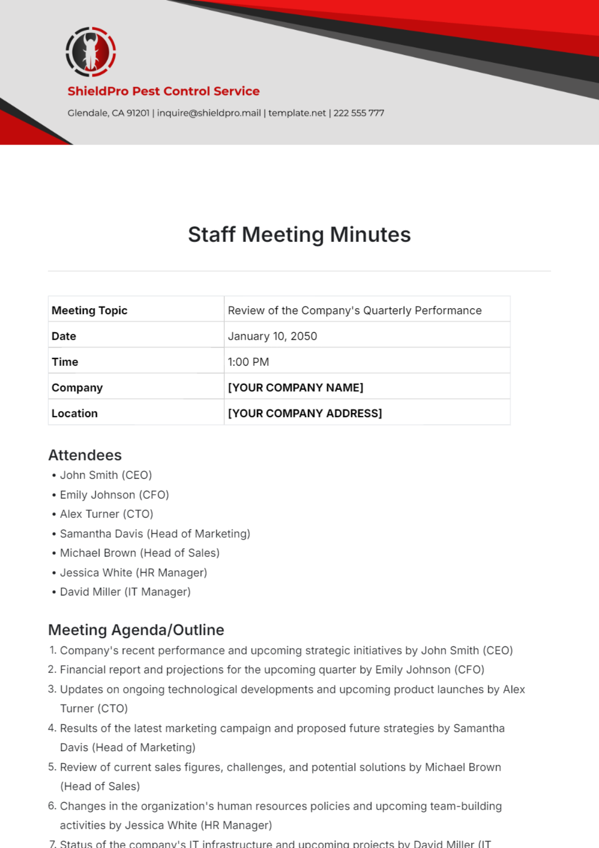 Staff Meeting Minutes  Template - Edit Online & Download