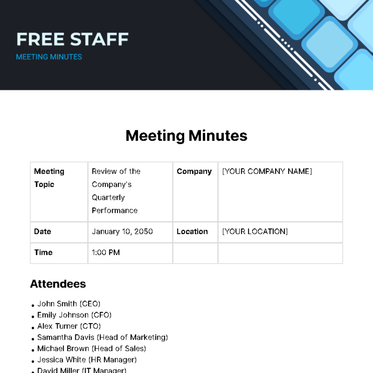 Staff Meeting Minutes  Template