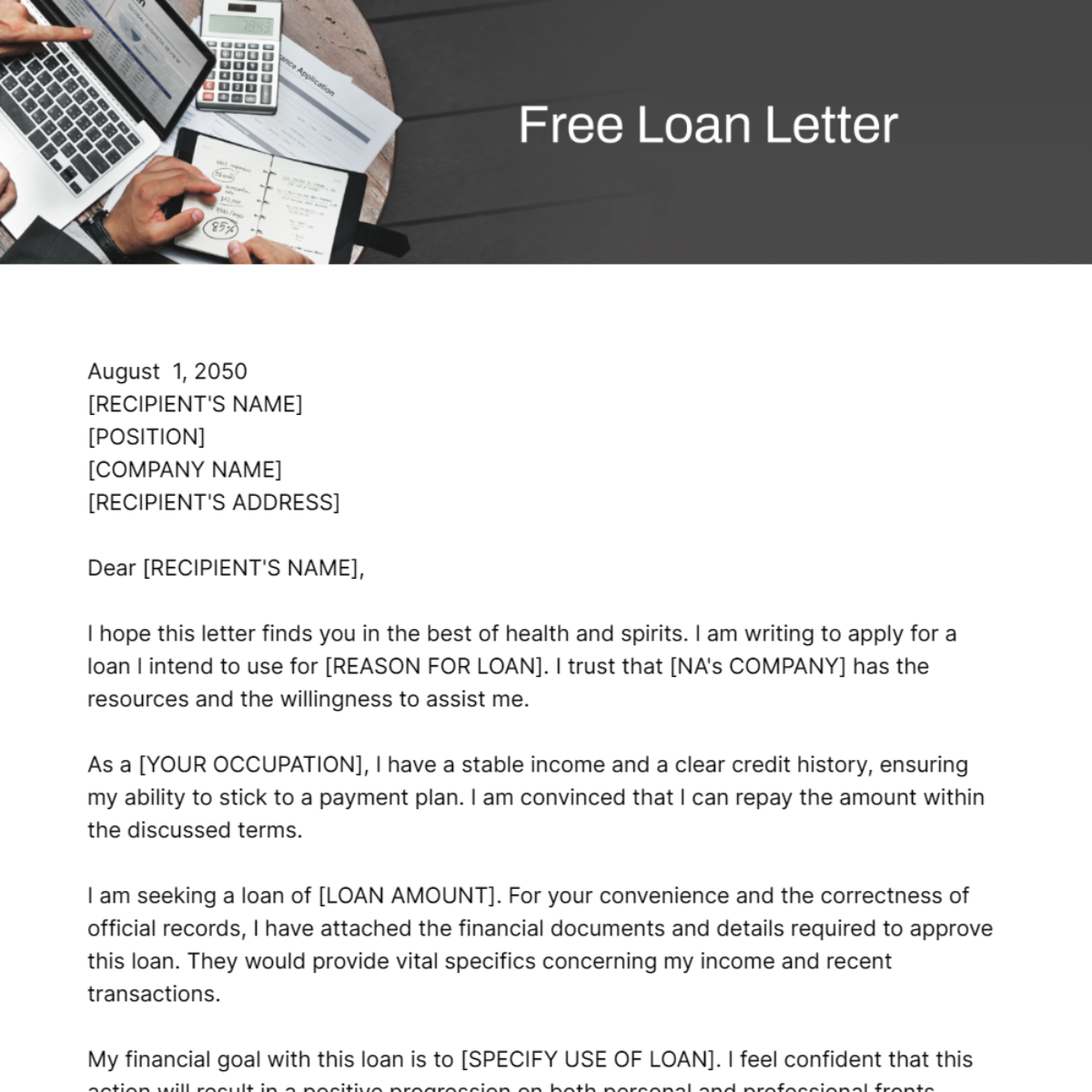 Loan Letter Template