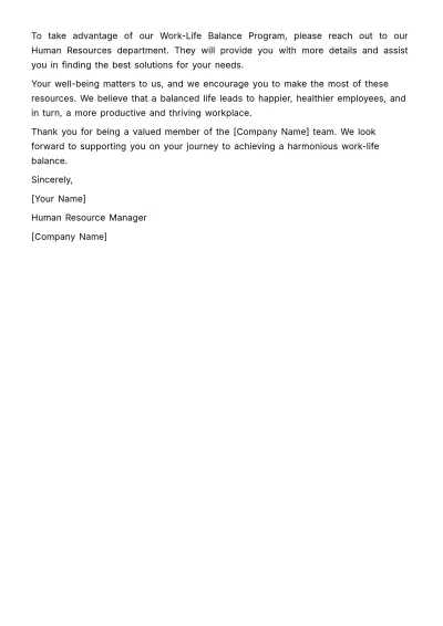 Free Work-life Balance Program Notice HR Template to Edit Online