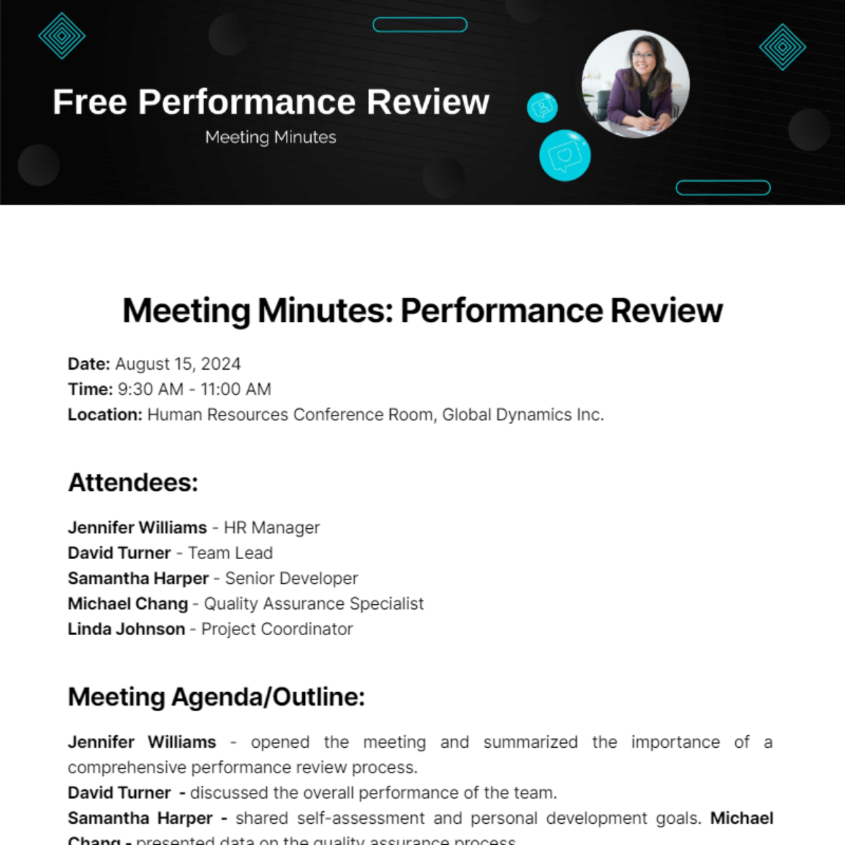 Performance Review Meeting Minutes  Template