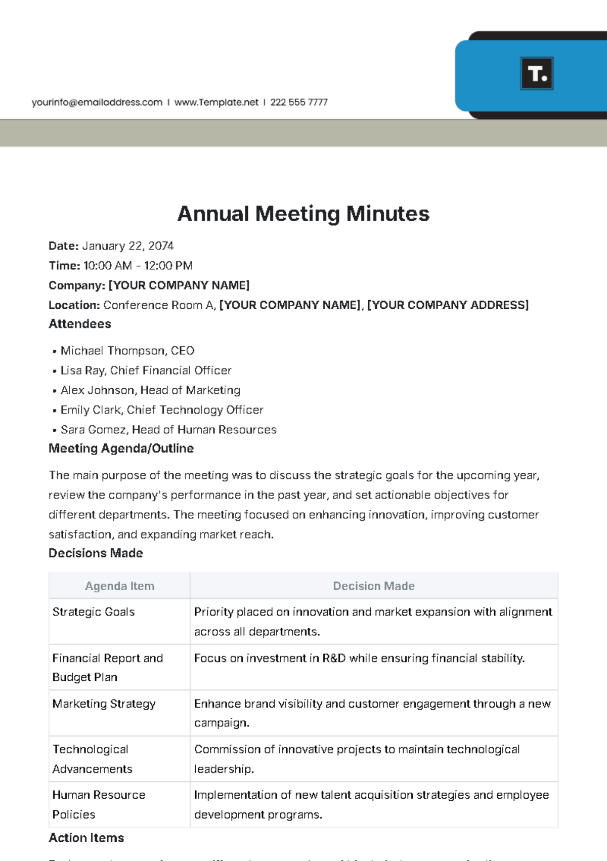 Annual Meeting Minutes  Template - Edit Online & Download