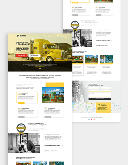 Moving Company Bootstrap Landing Page Download