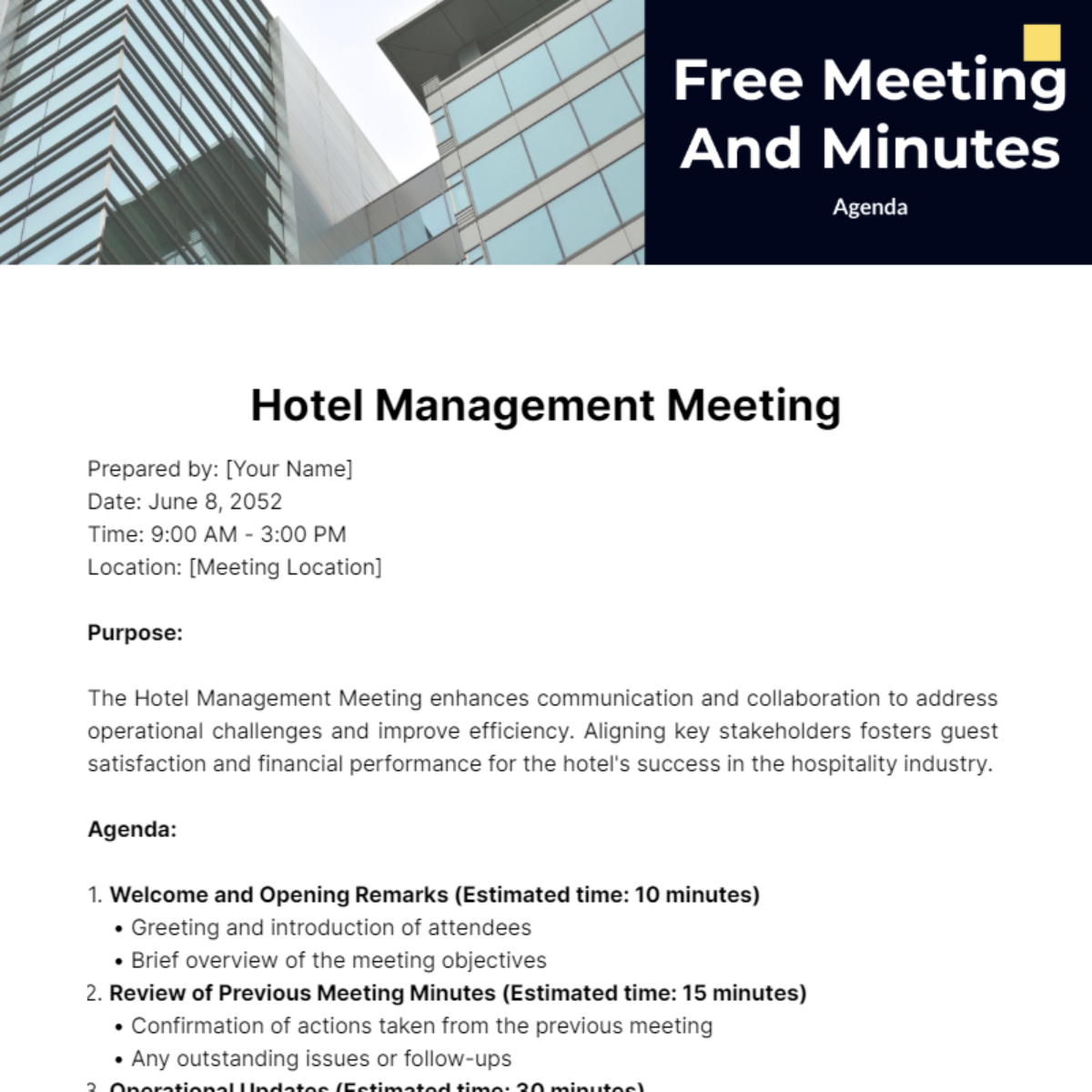 Meeting Agenda And Minutes  Template