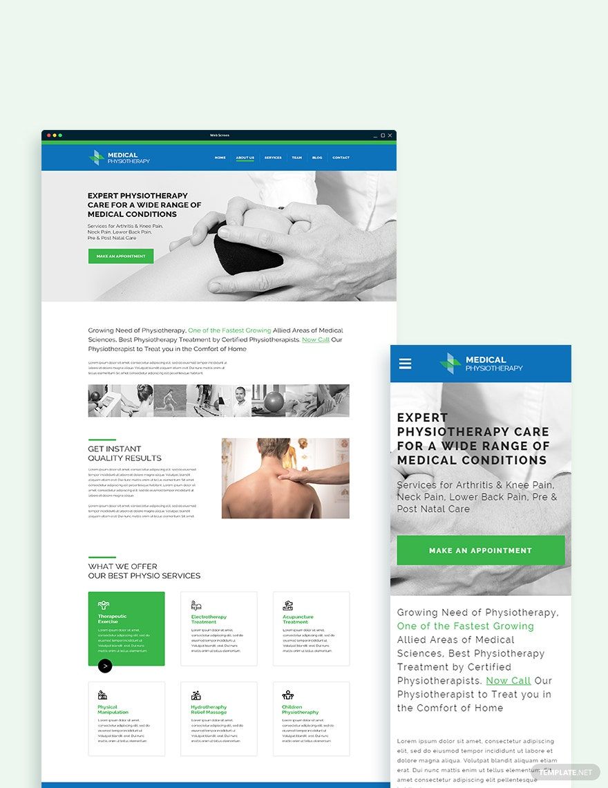 Physiotherapy Bootstrap Landing Page Template