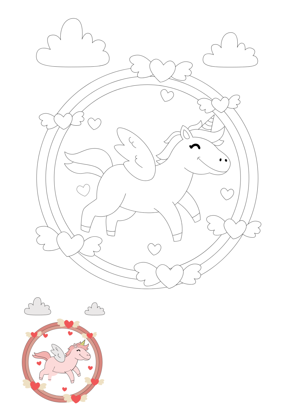 Valentine's Day Unicorn Coloring Pages Template