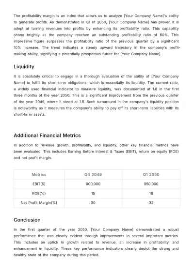 Free Quarterly Financial Policy Report Template to Edit Online