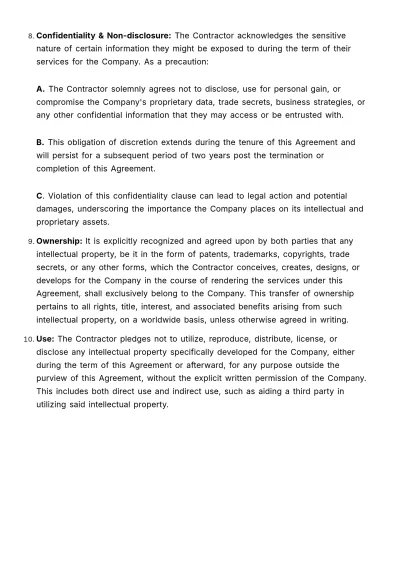 Free Contractor and Freelancer Agreement HR Template to Edit Online