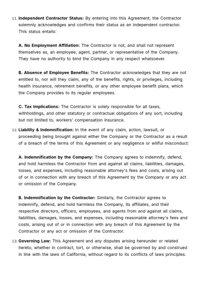 Free Contractor and Freelancer Agreement HR Template to Edit Online