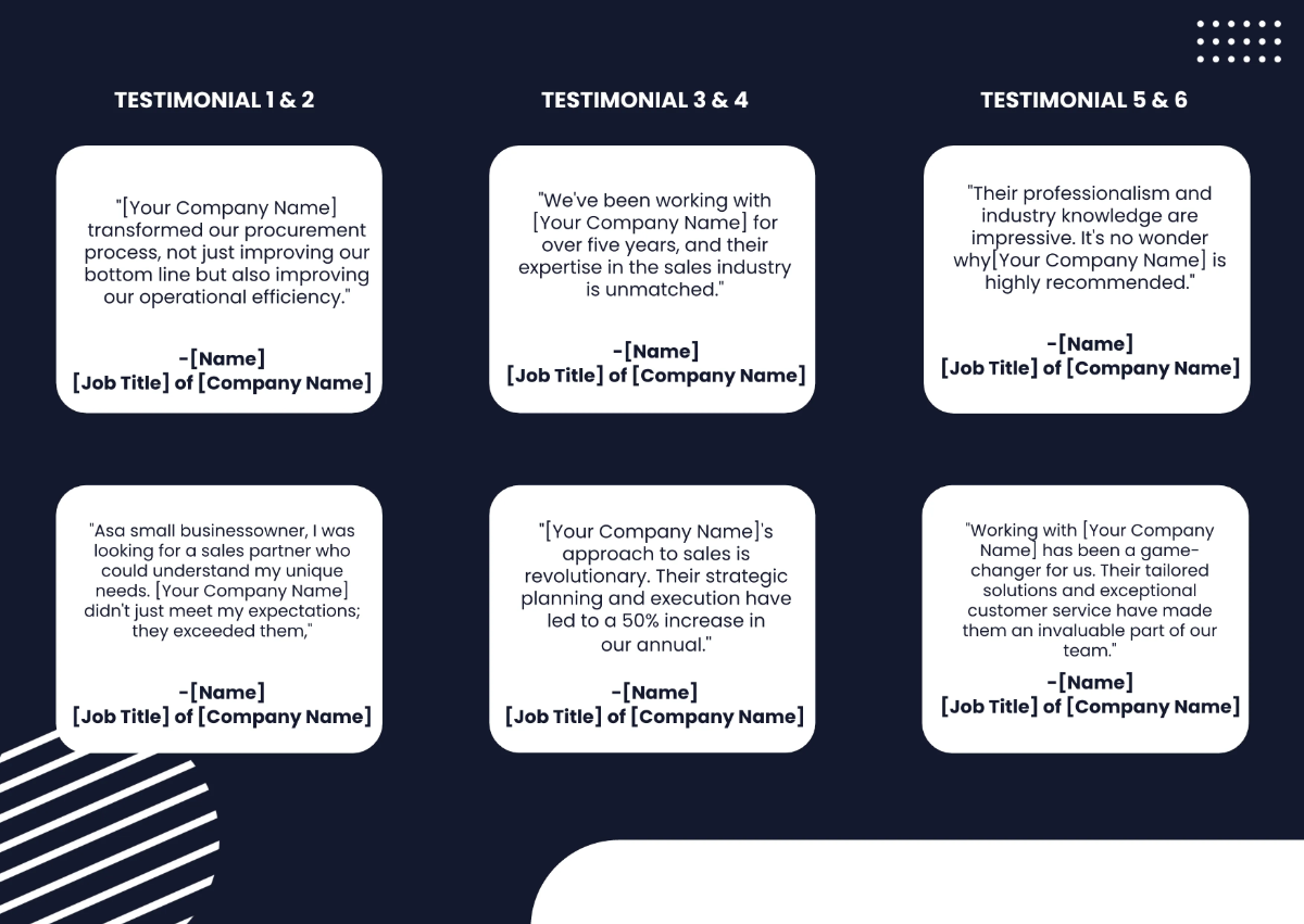 Free Sales Customer Testimonials Pamphlet Template to Edit Online