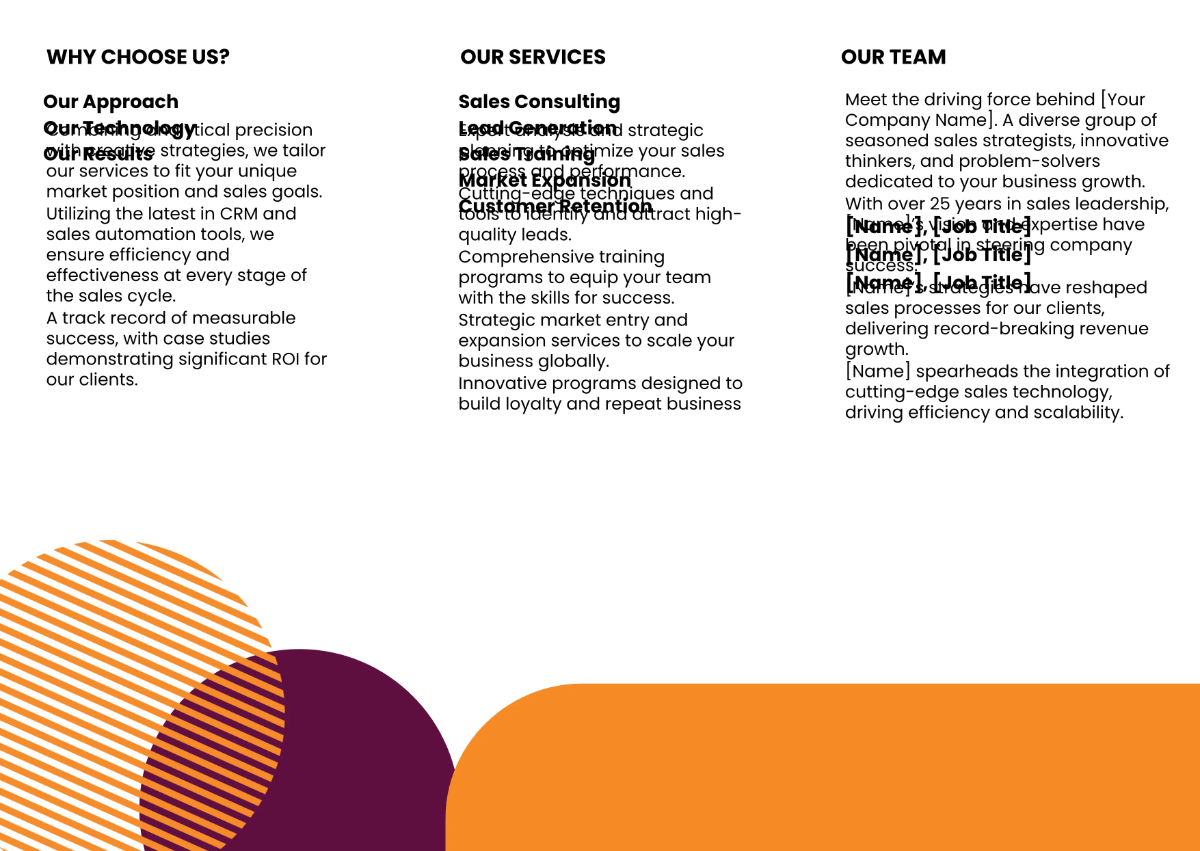 Free Sales Company Overview Pamphlet Template to Edit Online