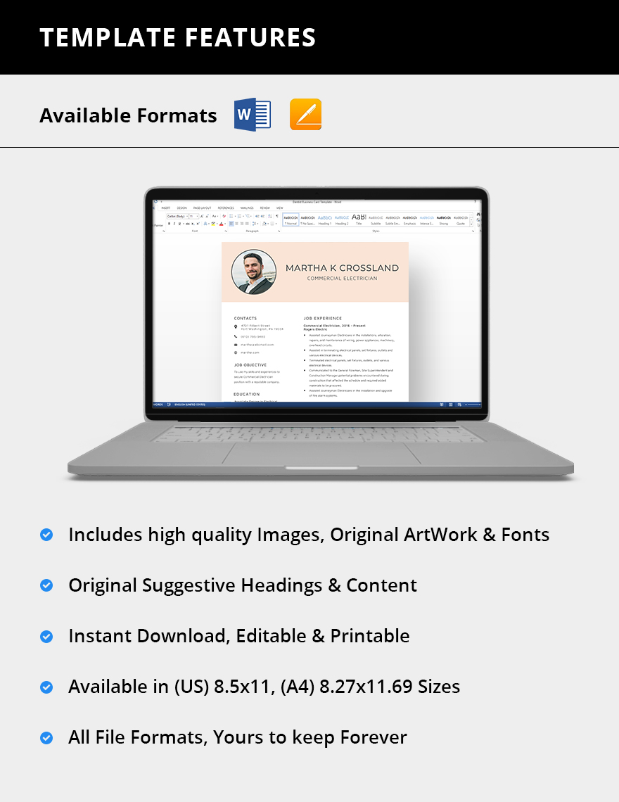 Free Free Commercial Electrician Resume Template Word Apple Pages   Simple Commercial Electrician Resume 1 