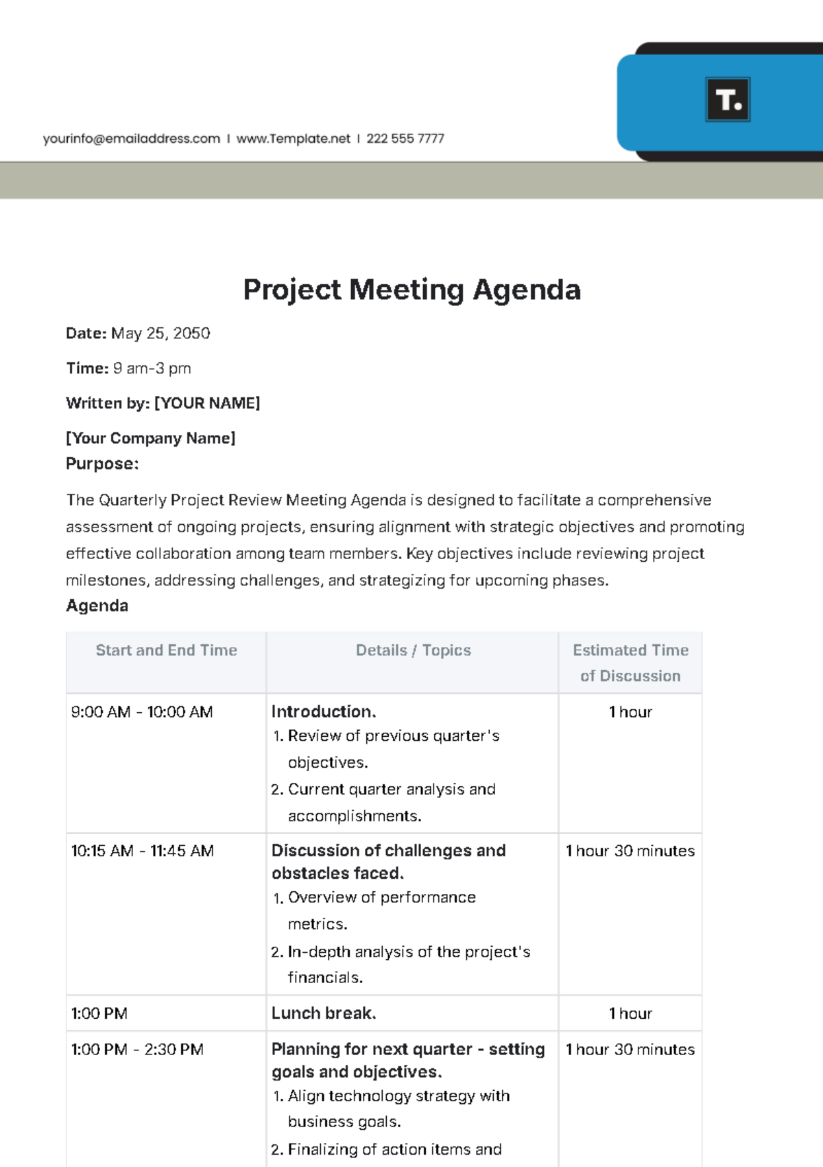 Project Meeting Agenda Template - Edit Online & Download