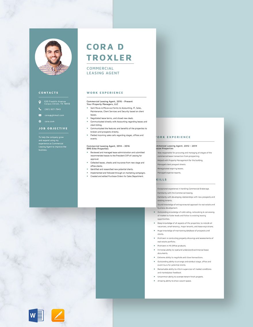 Commercial Leasing Agent Resume