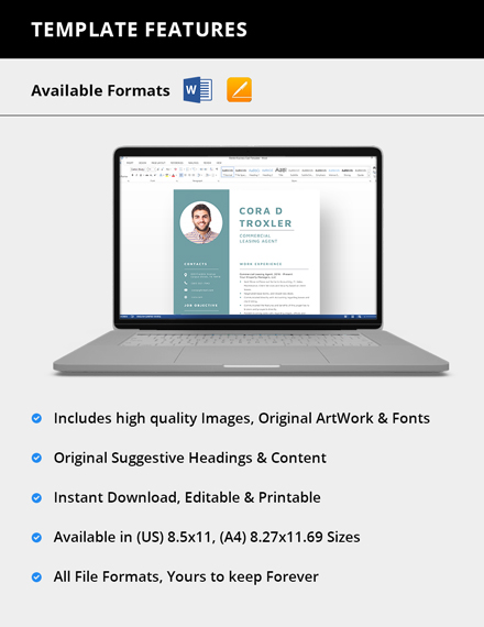 commercial-leasing-agent-resume-template-word-apple-pages-template