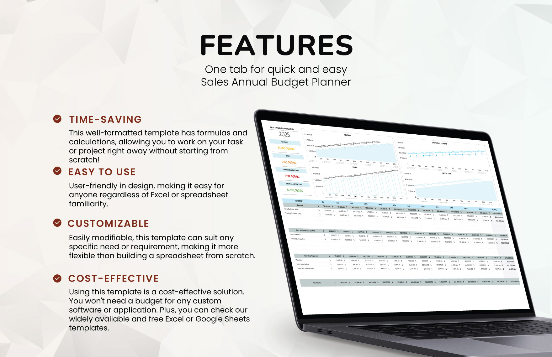 Sales Annual Budget Planner Template