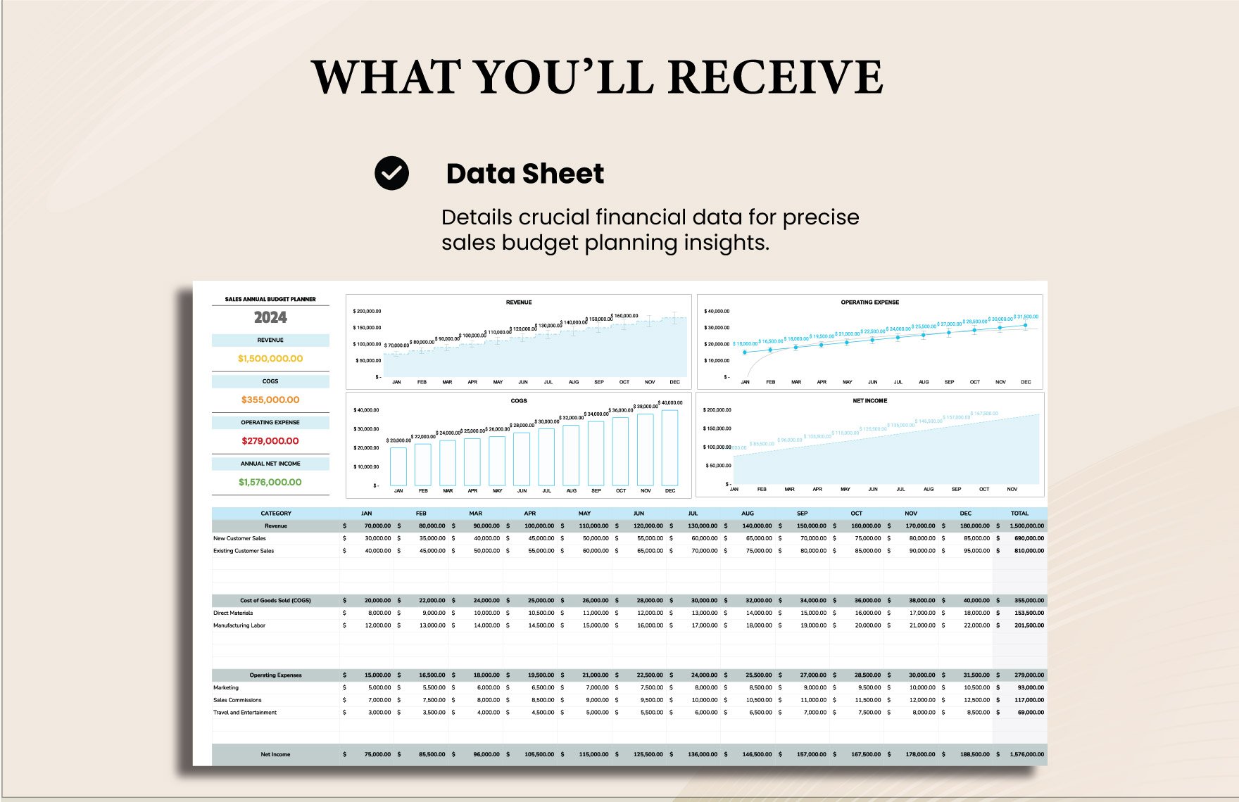 Sales Annual Budget Planner Template