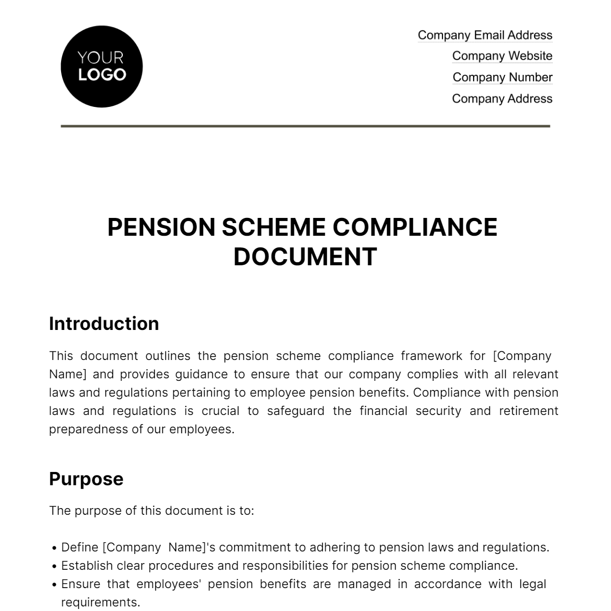 Pension Scheme Compliance Document HR Template