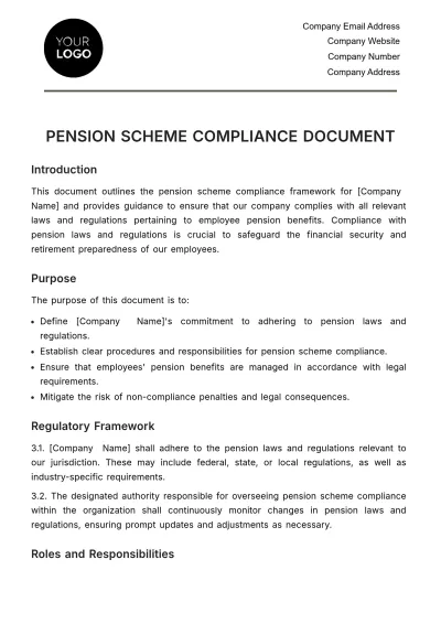 Free Pension Scheme Compliance Document HR Template to Edit Online