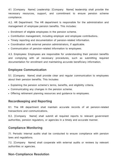 Free Pension Scheme Compliance Document HR Template to Edit Online