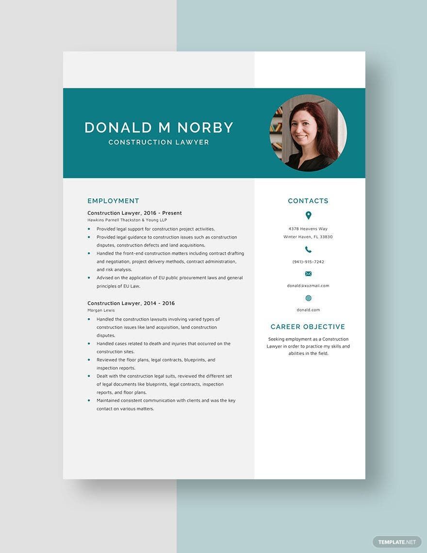 Construction Lawyer Resume