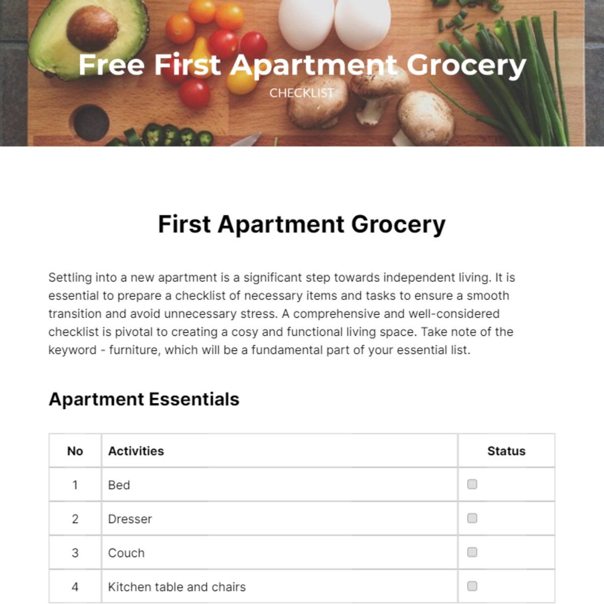 A Basic First Apartment Grocery List (Downloadable