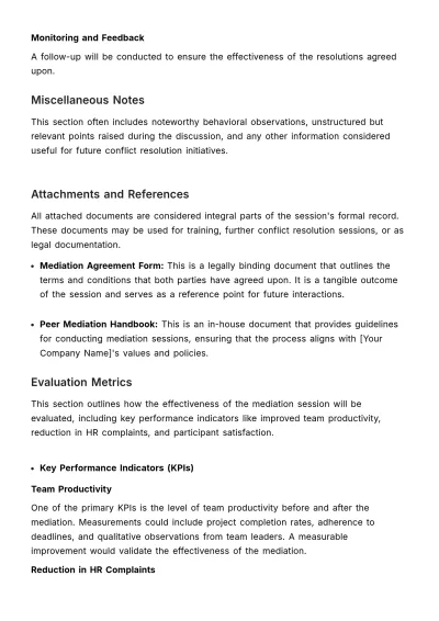 Free Peer Mediation Session Minute HR Template to Edit Online