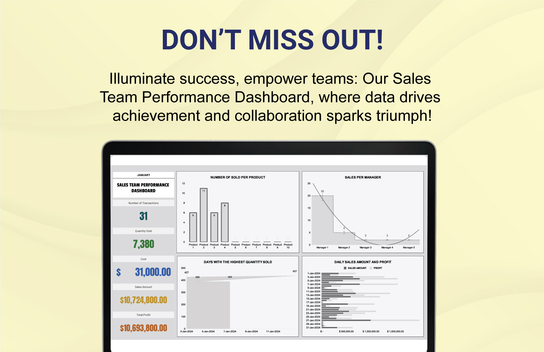 Sales Team Performance Dashboard Template