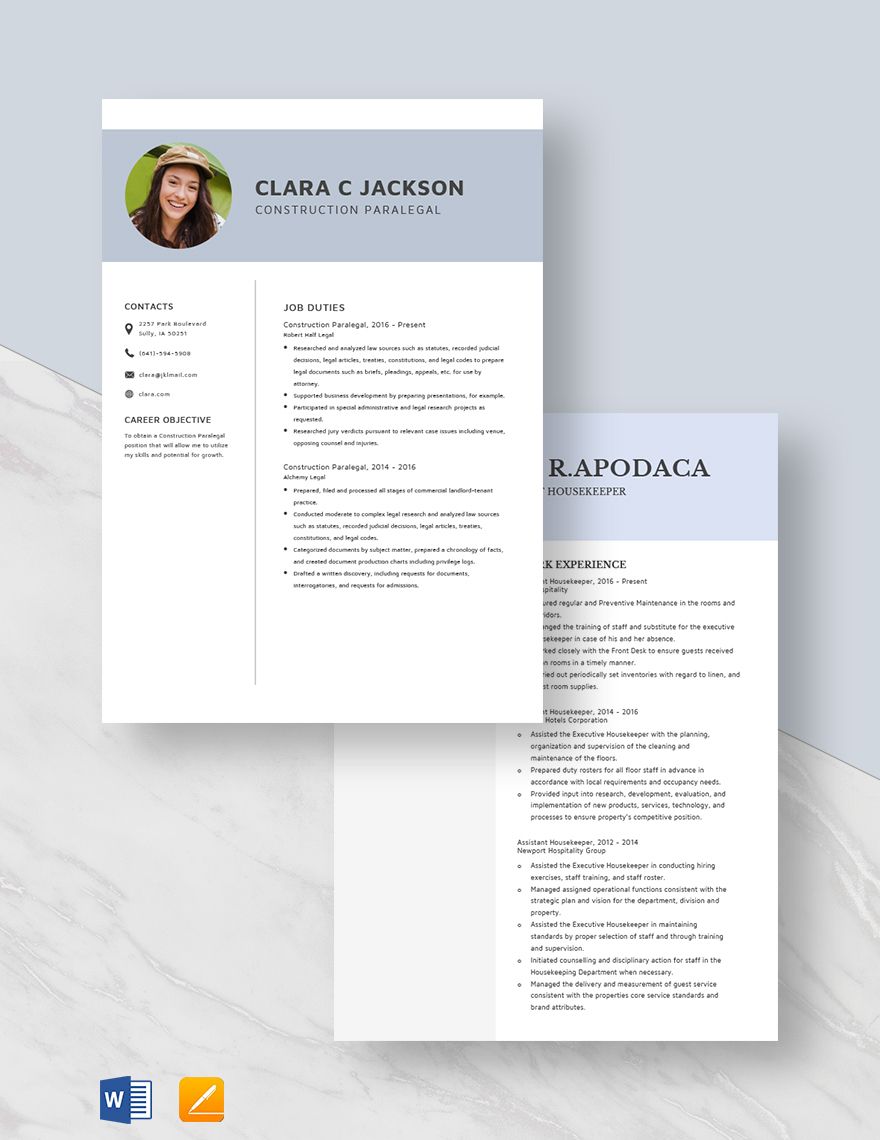 Construction Paralegal Resume