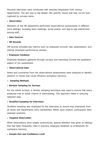 Free Workplace Harmony Assessment HR Template to Edit Online