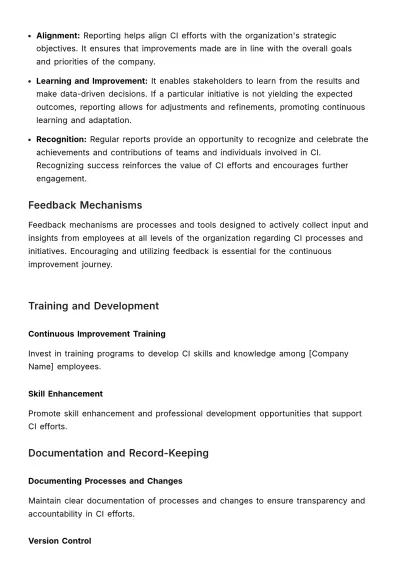 Free Continuous Improvement Guide HR Template to Edit Online