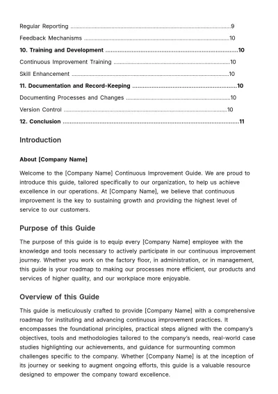 Free Continuous Improvement Guide HR Template to Edit Online