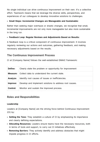 Free Continuous Improvement Guide HR Template to Edit Online