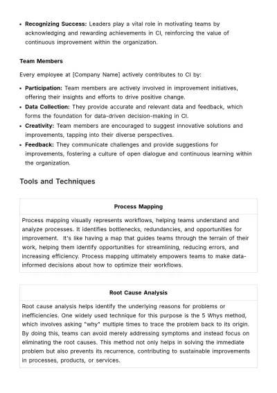 Free Continuous Improvement Guide HR Template to Edit Online