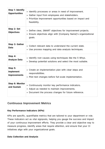 Free Continuous Improvement Guide HR Template to Edit Online