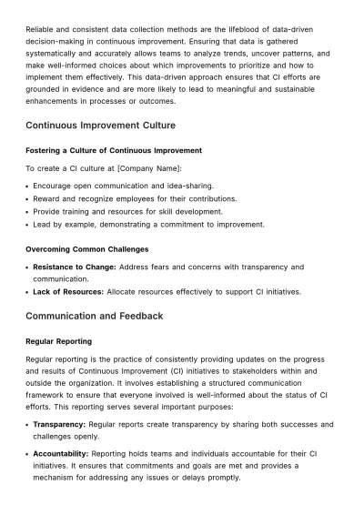 Free Continuous Improvement Guide HR Template to Edit Online