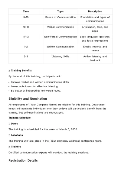 Free Communication Skills Training Notice HR Template to Edit Online