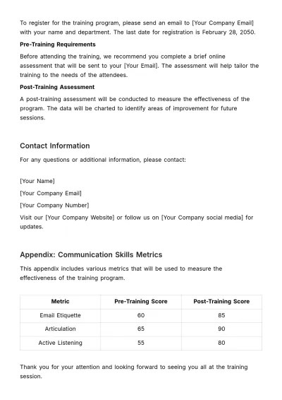 Free Communication Skills Training Notice HR Template to Edit Online