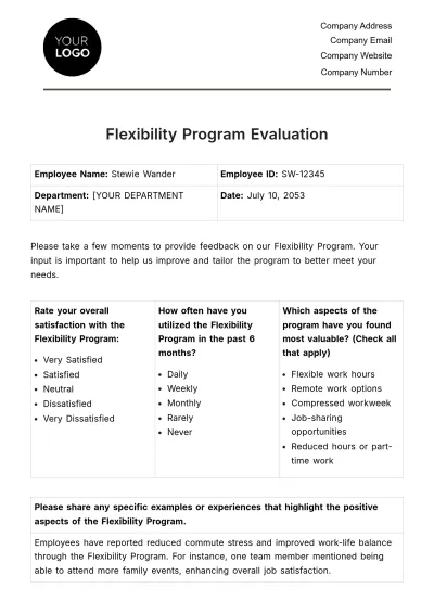 Free Flexibility Program Evaluation HR Template to Edit Online
