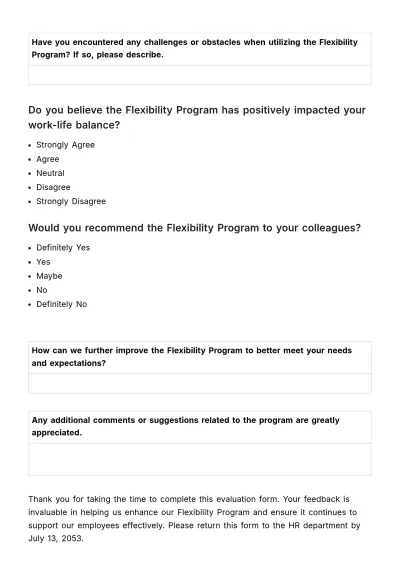 Free Flexibility Program Evaluation HR Template to Edit Online