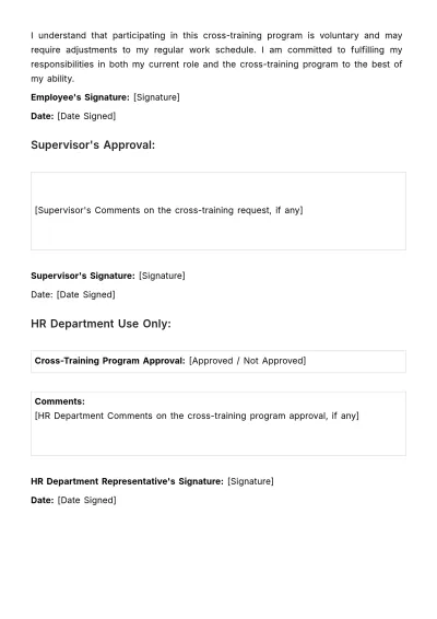 Free Cross-training Participation Slip HR Template to Edit Online